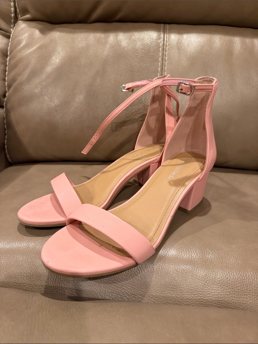 Cityclassified Pink Ankle-Strap Block Heels